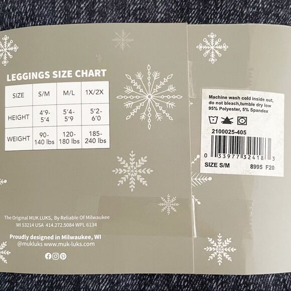 Muk Luk’s Women’s Fleece Lined Leggings Faux Denim Size S/M - Picture 4 of 4